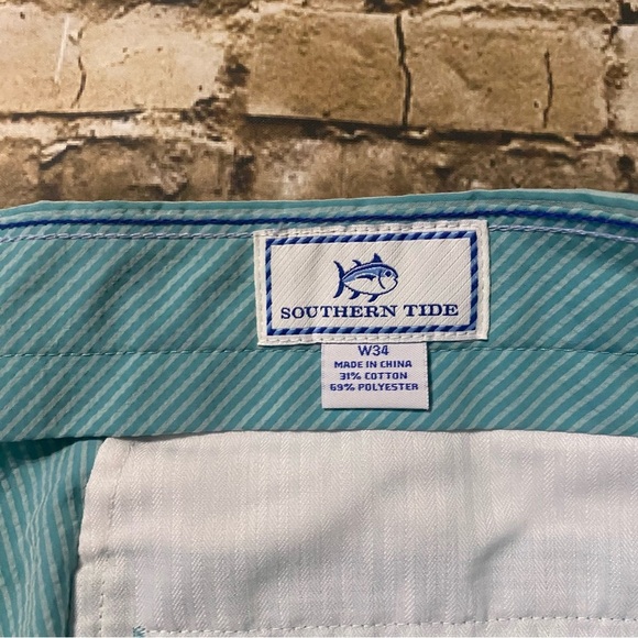 NWT Southern Tide Skipjack Green White Aqua Ocean Striped Seersucker Shorts - Picture 4 of 4